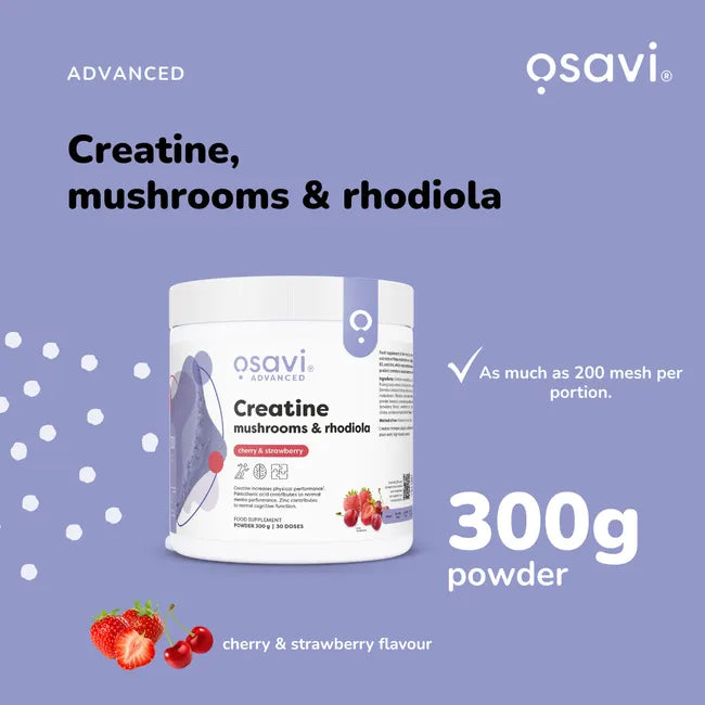 Osavi - Creatine, Mushrooms & Rhodiola, Cherry & Strawberry - 300 grams